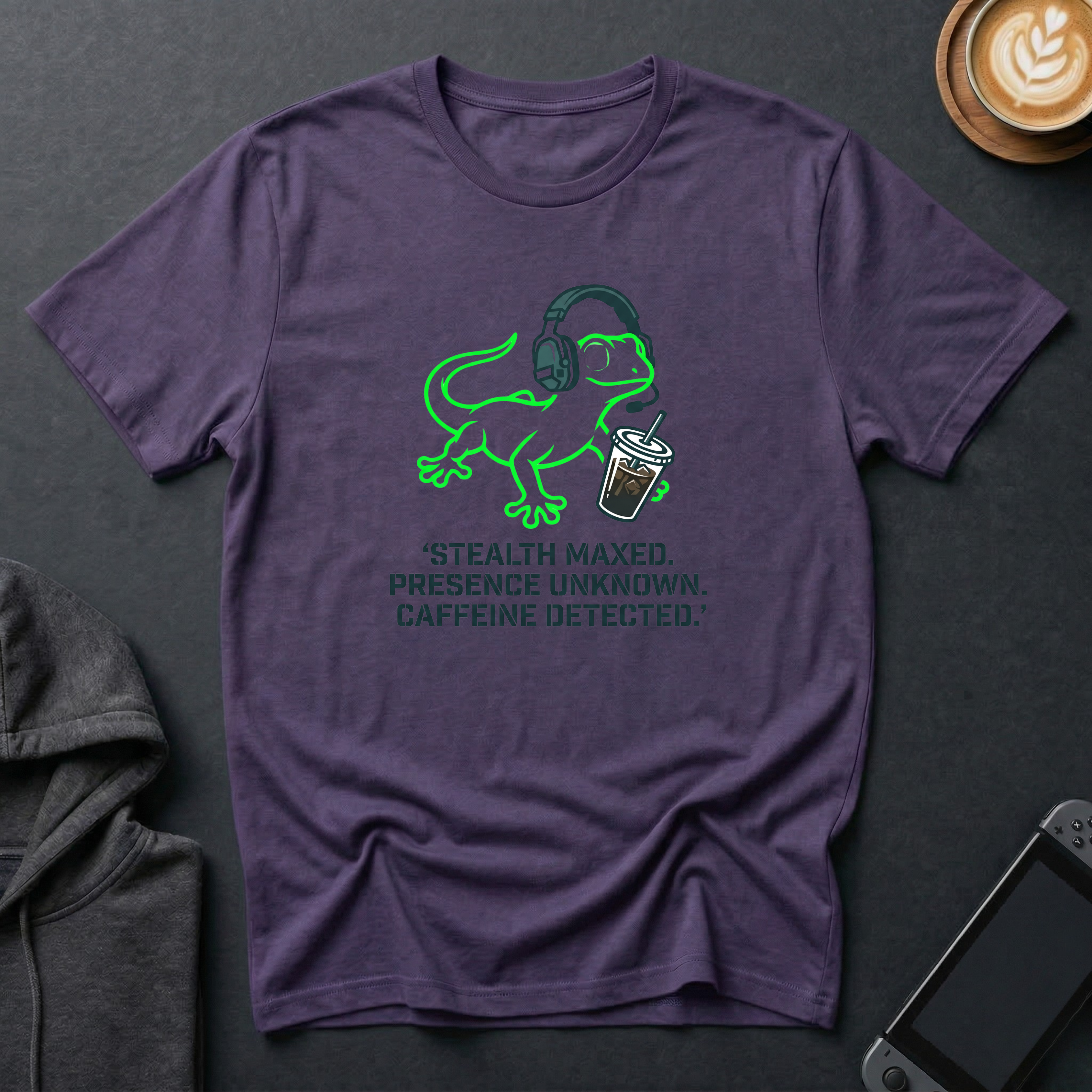 Ghost Gecko T-Shirt front view with cute cartoon gecko design